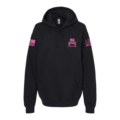 Off Road Recovery Flag, SoftStyle Hoodie, Black / Neon Pink