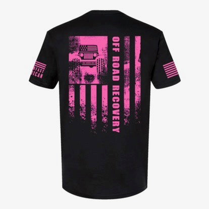 Off Road Recovery Flag, Short Sleeve, Black / Neon Pink