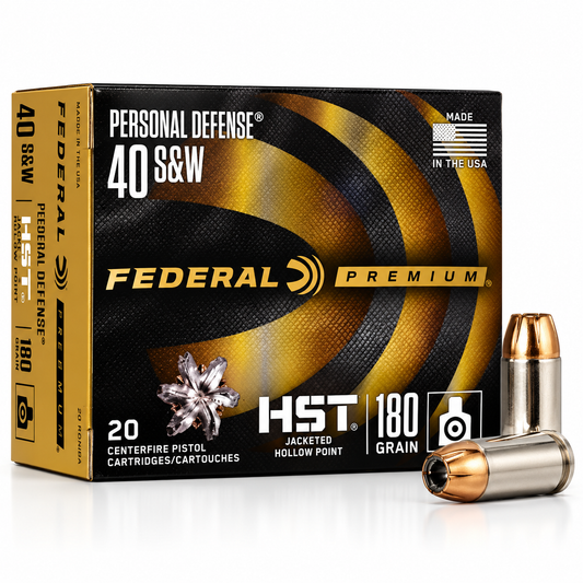 .40 S&W | Federal P40HST1S | 180 gr. | HST® JHP | Personal Defense® | 50 Rounds