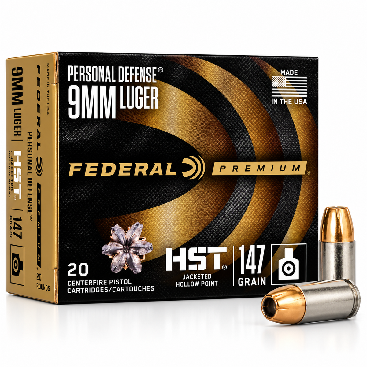 9mm Luger | Federal P9HST2S | 147 gr. | HST® JHP | Personal Defense® | 20 Rounds