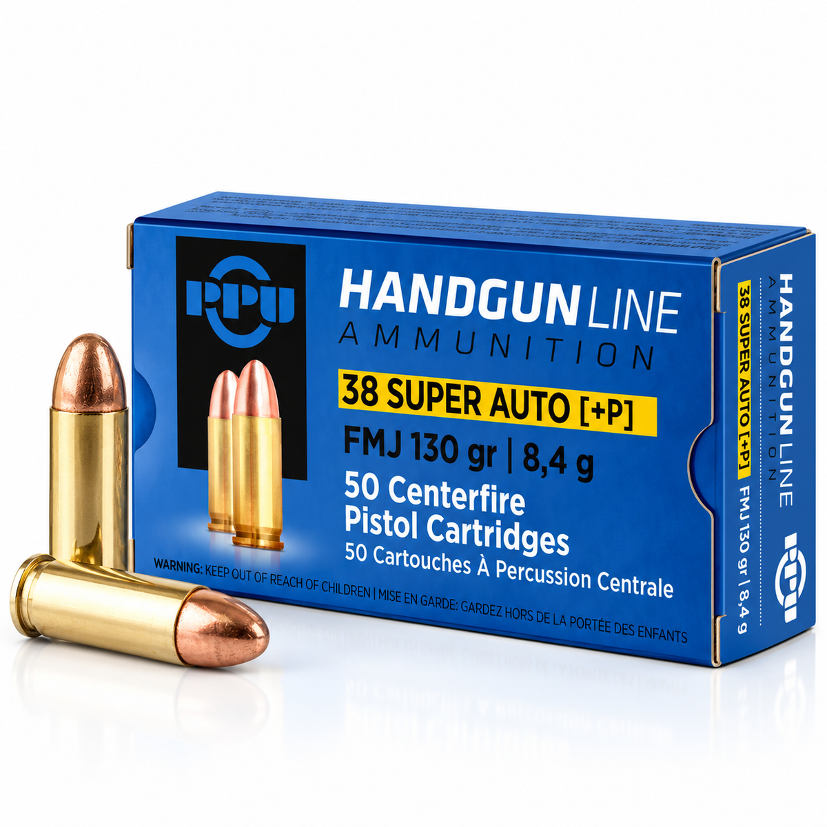 .38 Super Auto +P | PPU PPH38SU | 130 gr. | FMJ | Handgun Line | 50 Rounds