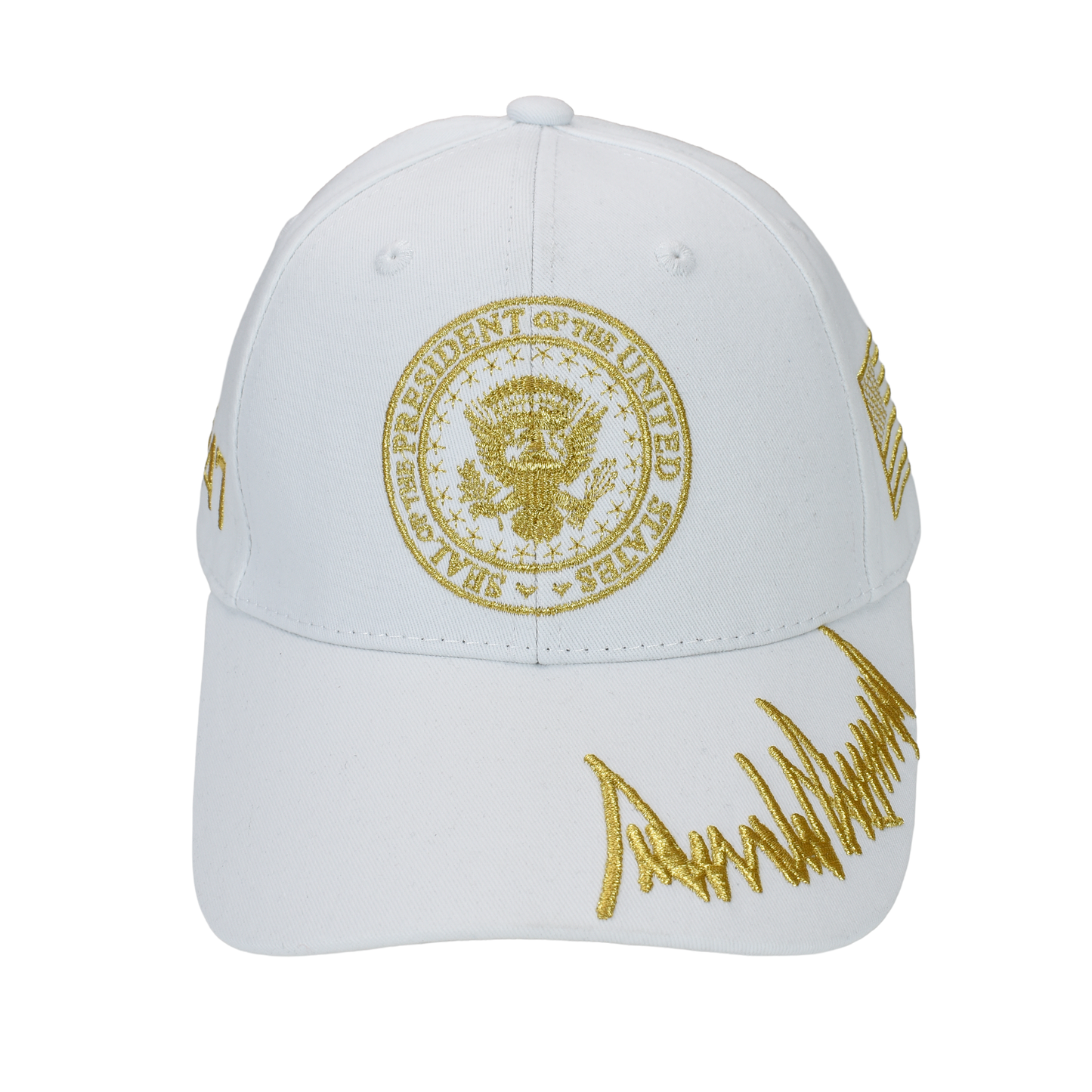 Presidential Seal White Cap with Gold Embroidery – 45/47 Cap