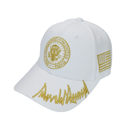 Presidential Seal White Cap with Gold Embroidery – 45/47 Cap
