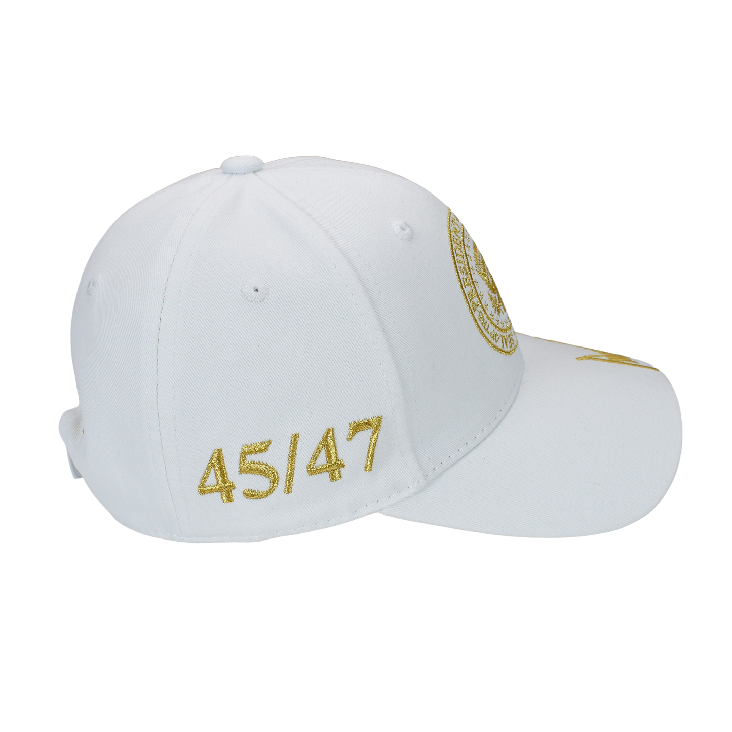Presidential Seal White Cap with Gold Embroidery – 45/47 Cap