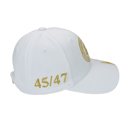 Presidential Seal White Cap with Gold Embroidery – 45/47 Cap