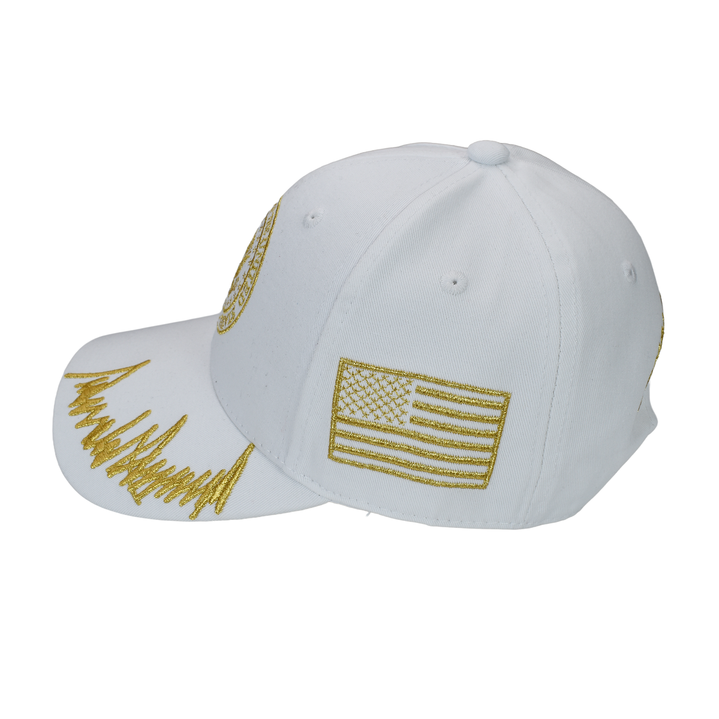 Presidential Seal White Cap with Gold Embroidery – 45/47 Cap