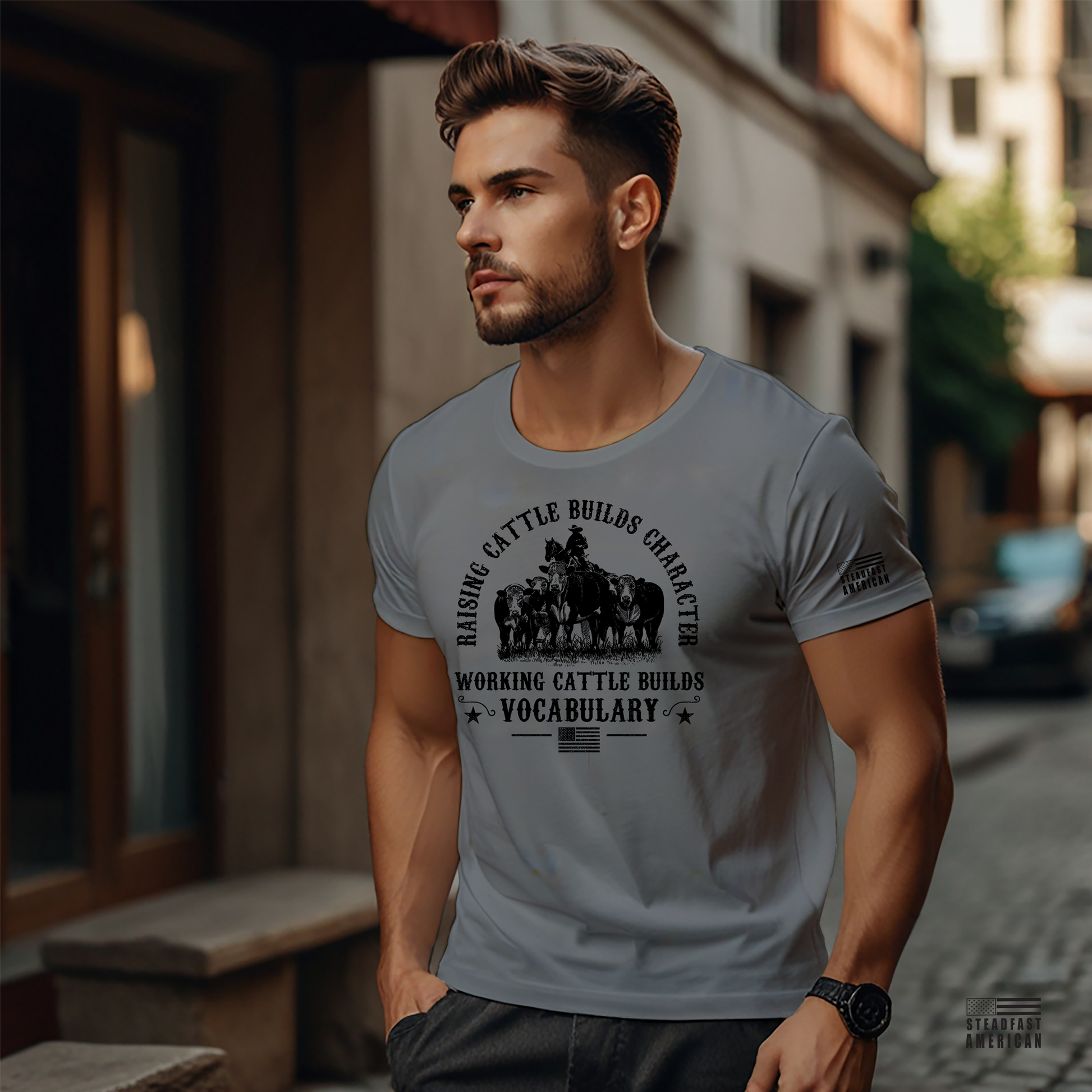 Raising Cattle Builds Character T-Shirt