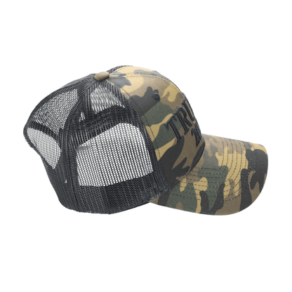 Trump 2028 Camo Trucker Cap – Patriotic Mesh Back MAGA Hat, Adjustable Snapback