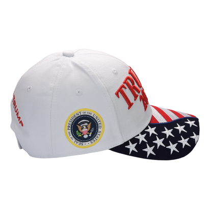 Trump 2028 Cap with Presidential Seal – Embroidered White MAGA Hat, Adjustable Dad Cap