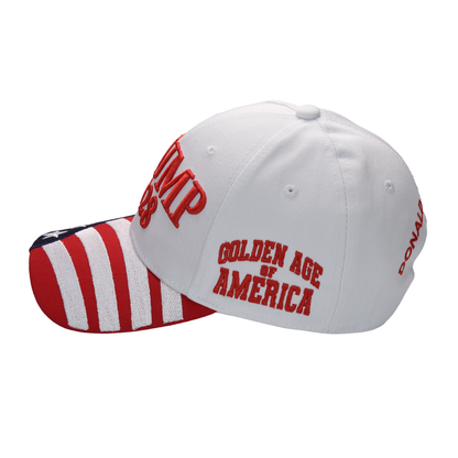 Trump 2028 Cap with Presidential Seal – Embroidered White MAGA Hat, Adjustable Dad Cap