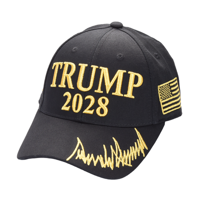 Trump 2028 Cap with Presidential Seal – Embroidered Black MAGA Hat, Adjustable Dad Cap