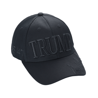 Trump Blackout Cap – Subtle Stealth MAGA Hat, All-Black Dad Hat with Discreet 45/47 Embroidery