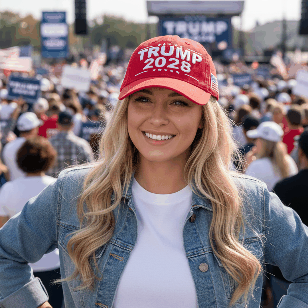Trump 2028 Cap with Presidential Seal – Embroidered Red MAGA Hat, Adjustable Dad Cap