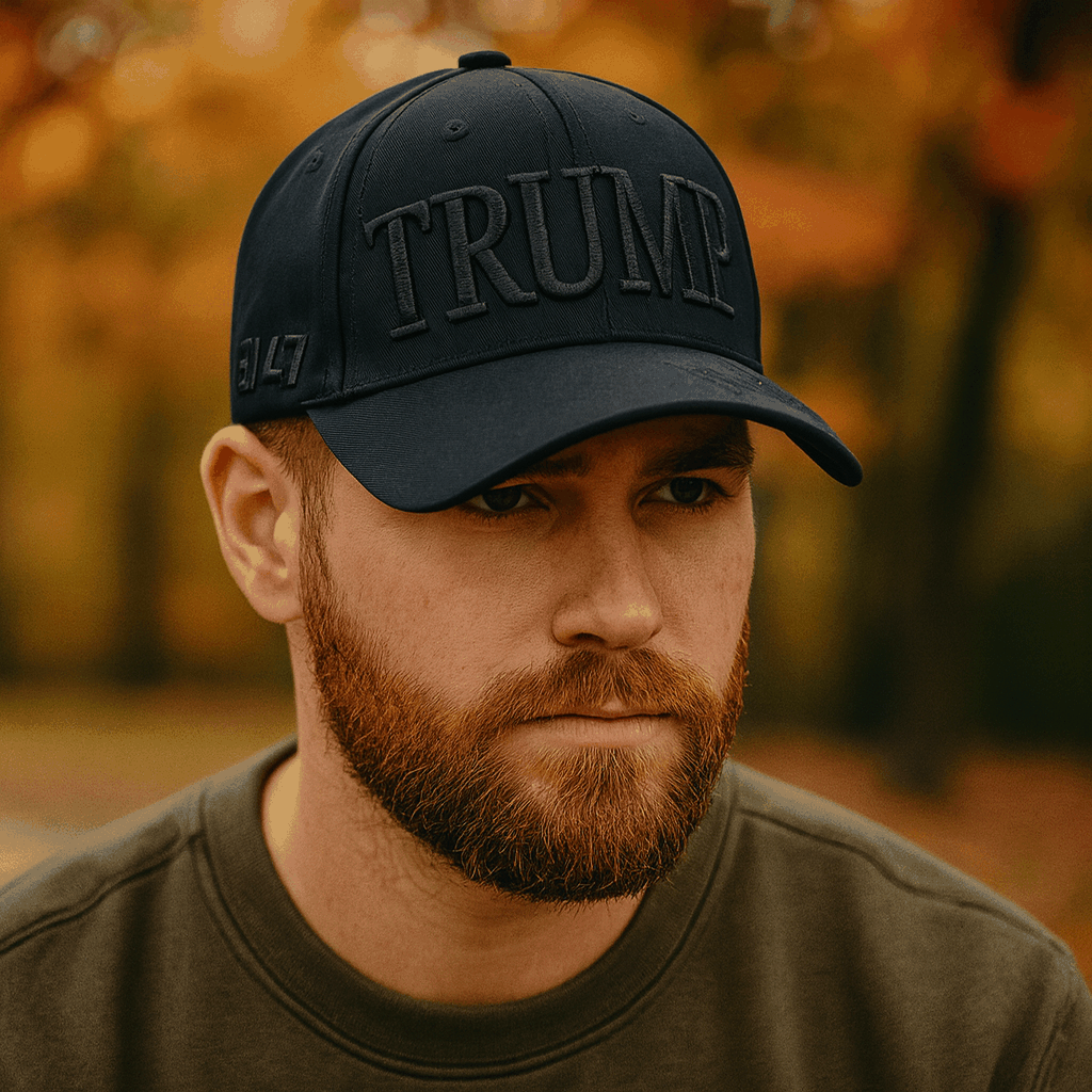 Trump Blackout Cap – Subtle Stealth MAGA Hat, All-Black Dad Hat with Discreet 45/47 Embroidery