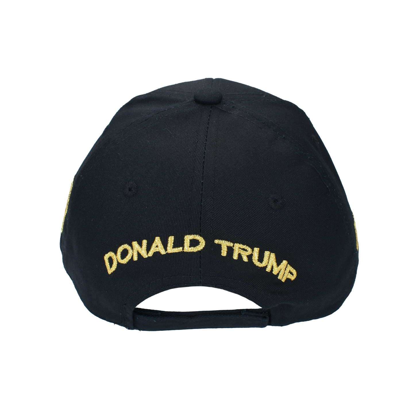 Trump Black Cap with Gold Embroidery – Hook & Loop Adjustable Patriotic Hat
