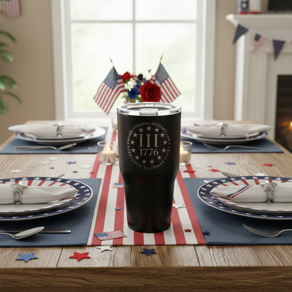 When Tyranny Becomes Law Tumbler – 20 oz Matte Black “Rebellion Becomes Duty” Travel Mug