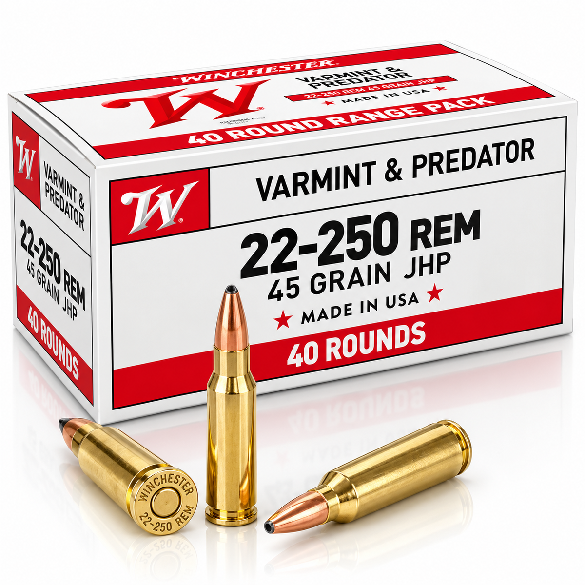 .22-250 Rem. | Winchester USA222502 | 45 gr. | JHP | USA | 40 Rounds