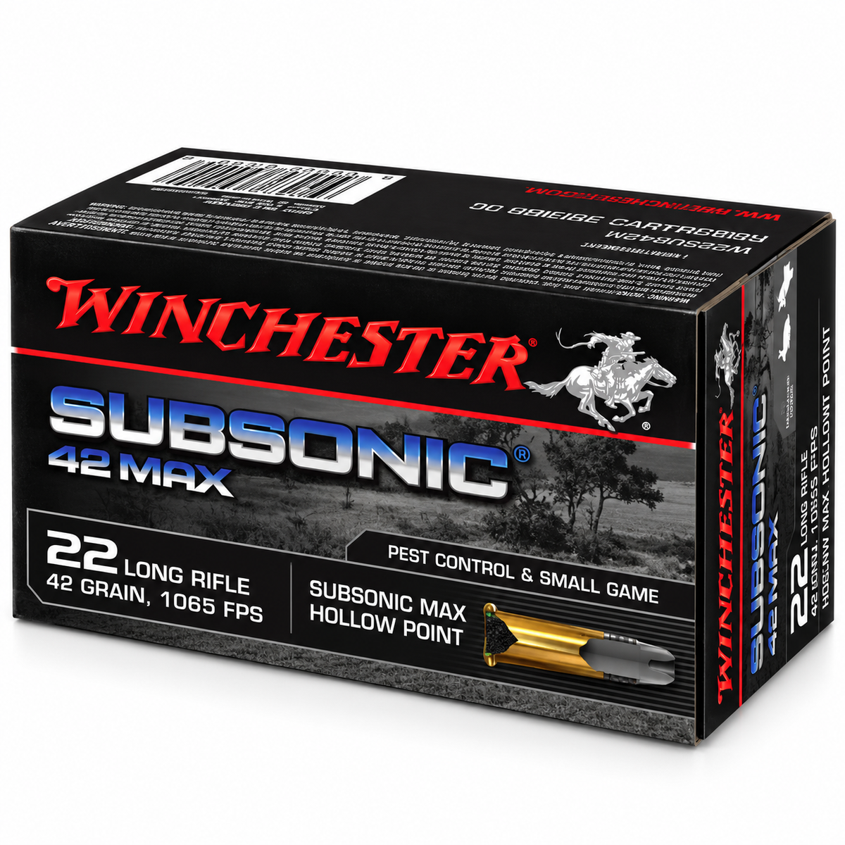 .22 Long Rifle | Winchester W22SUB42U | 42 gr. | Subsonic HP | Subsonic Max | 50 Rounds