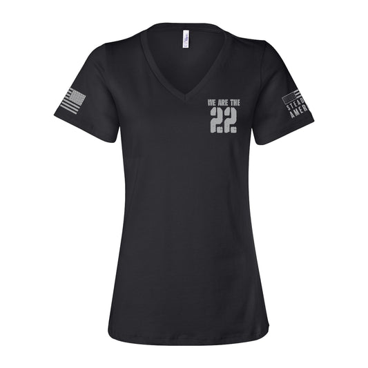 We Are The 22, Bella Canvas Women's Relaxed Jersey V-Neck, Black