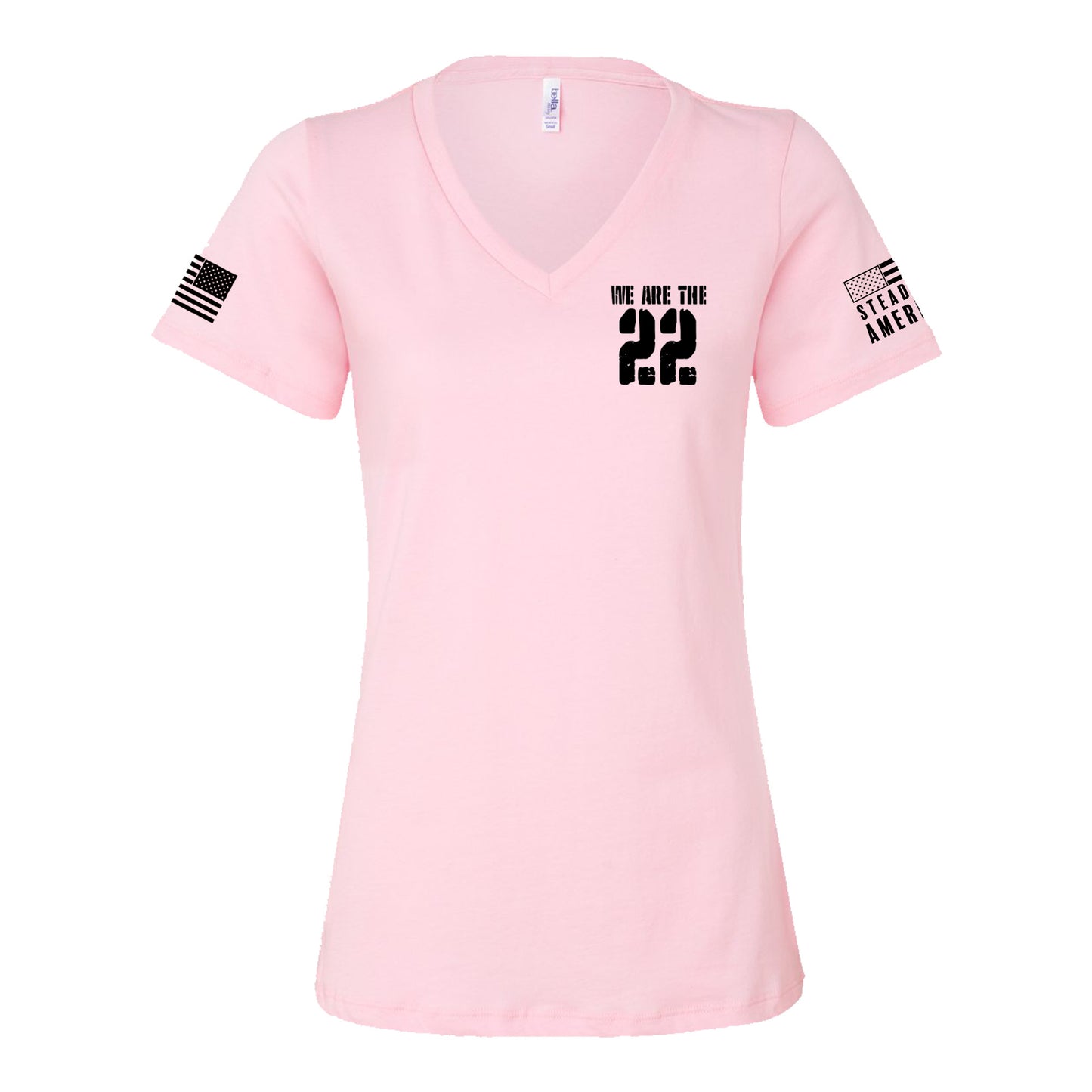We Are The 22, Bella Canvas Women's Relaxed Jersey V-Neck, Pink