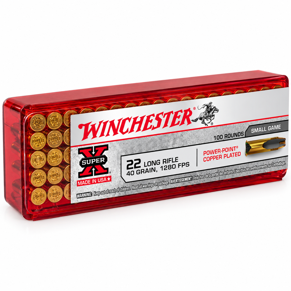 .22 Long Rifle | Winchester X22LRPP1 | 40 gr. | Power-Point® HP | Super-X® | 100 Rounds