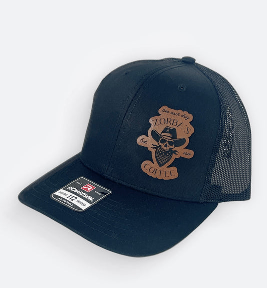 Zorba's Coffee Leather Patch Cap