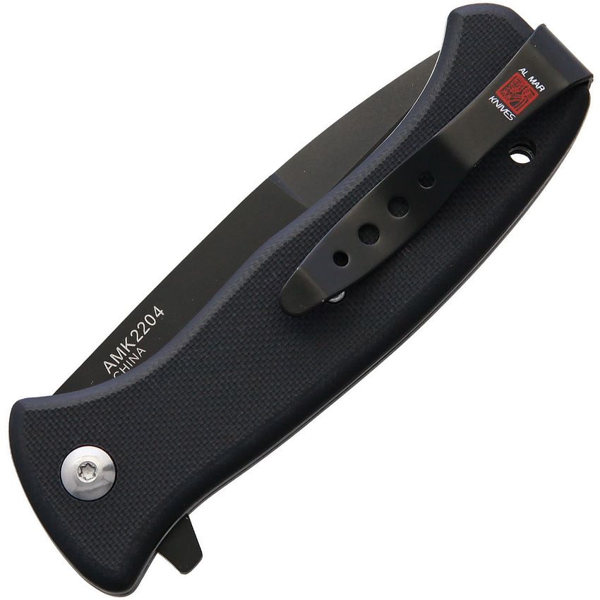 AL MAR SERE 2020 Night G AMK2204 folding knife closed showing black G10 handle and deep-carry pocket clip
