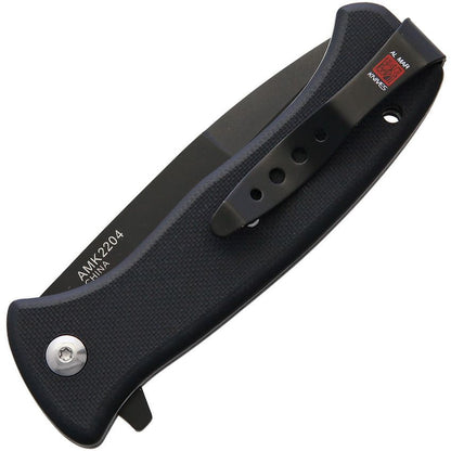 AL MAR SERE 2020 Night G AMK2204 folding knife closed showing black G10 handle and deep-carry pocket clip