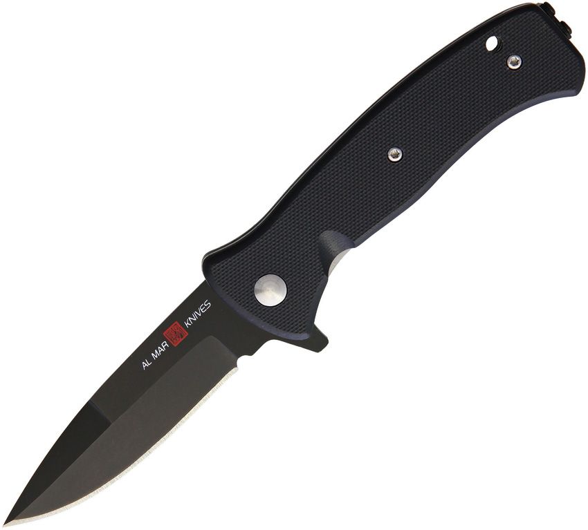 AL MAR SERE 2020 Night G AMK2204 assisted folding knife with black D2 blade and black G10 handle