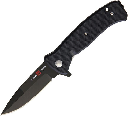 AL MAR SERE 2020 Night G AMK2204 assisted folding knife with black D2 blade and black G10 handle