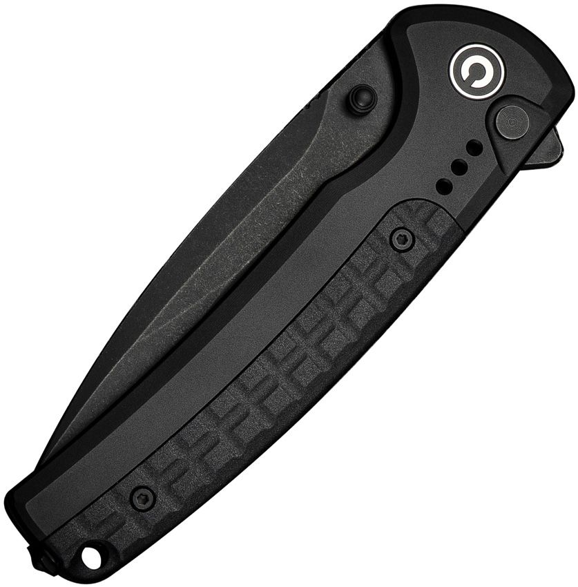 CIVIVI Sentinel Strike II C22025D-1 folding knife closed showing black aluminum handle and button lock
