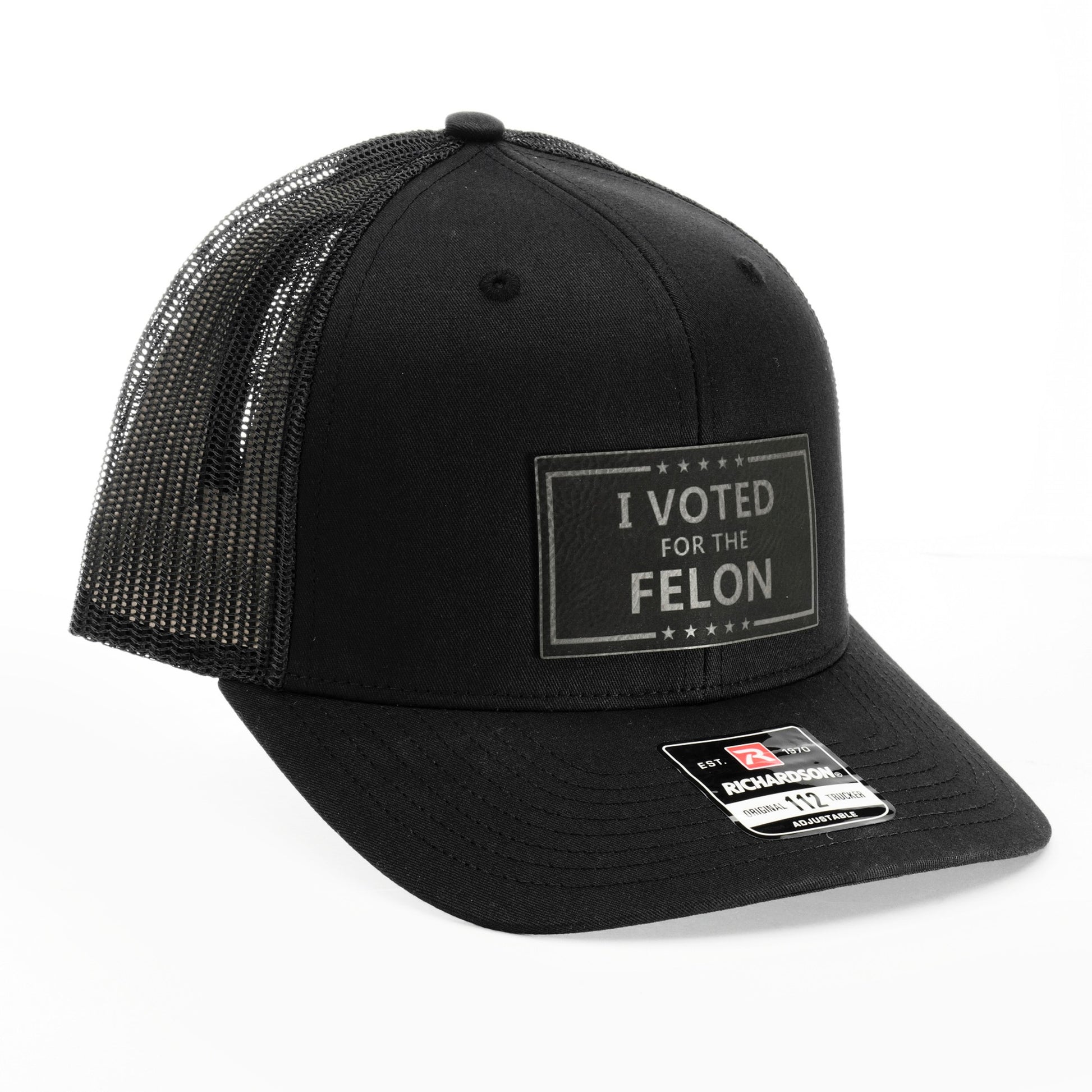 I Voted For The Felon Leather Patch Cap 01