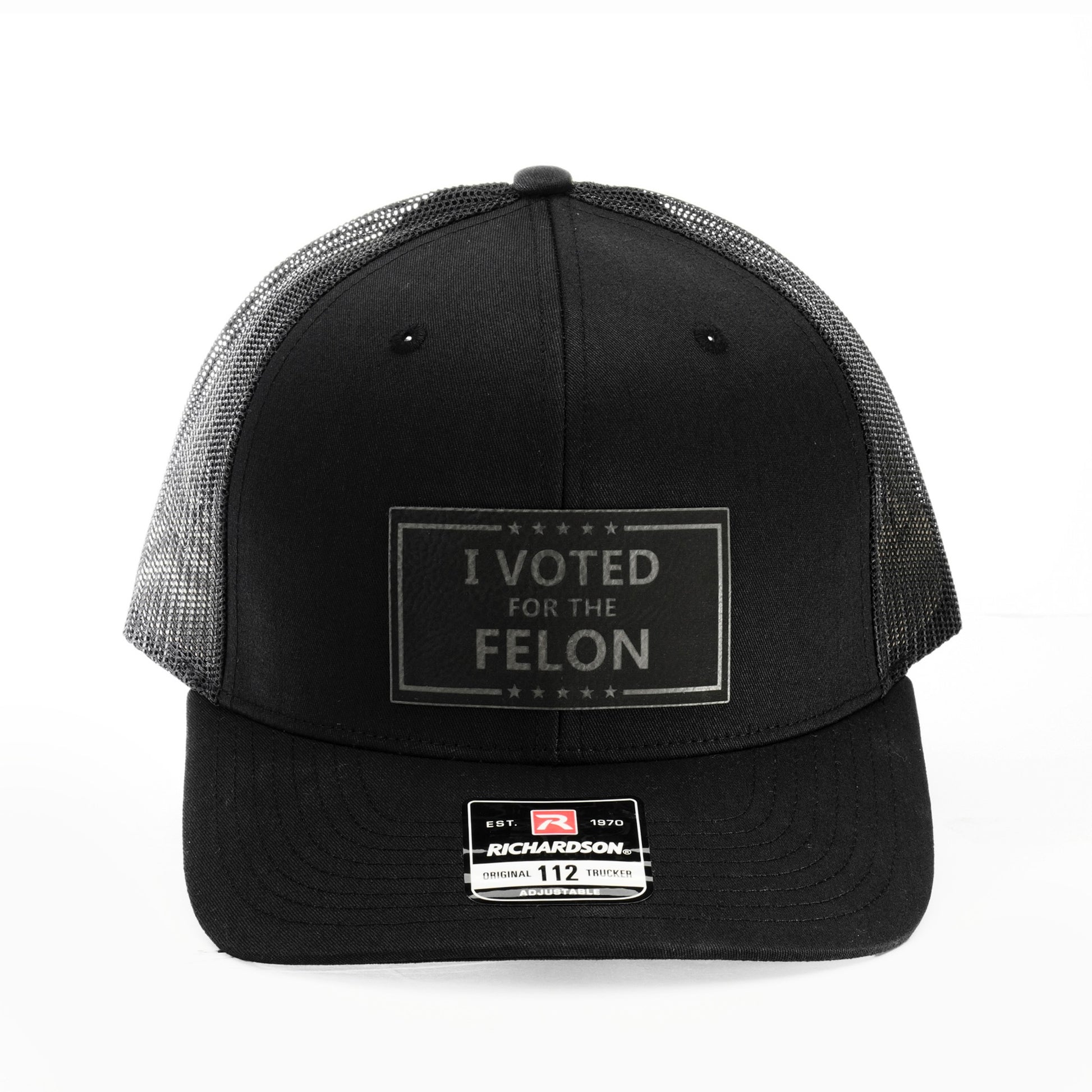 I Voted For The Felon Leather Patch Cap 02