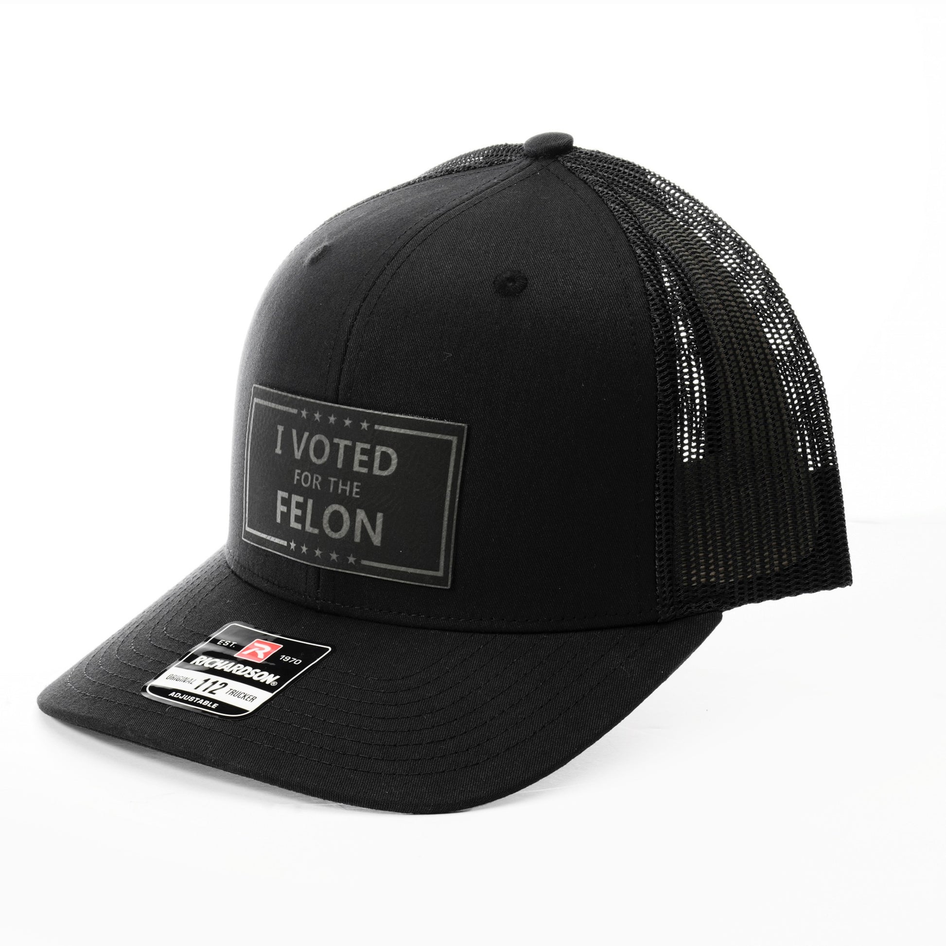 I Voted For The Felon Leather Patch Cap 03
