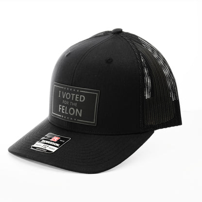 I Voted For The Felon Leather Patch Cap 03
