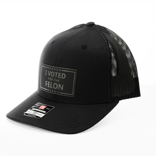 I Voted For The Felon Leather Patch Cap 03