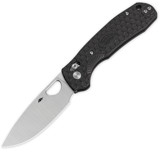 Honey Badger HB6001 Crossbolt folding knife with satin 8Cr13MoV drop-point blade and black FRN handle