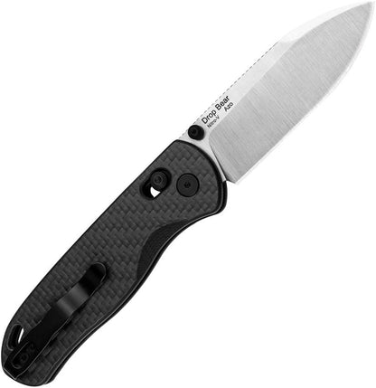 Kizer Drop Bear V3619A3 folding knife clip side with Nitro-V blade and black 3K carbon fiber handle