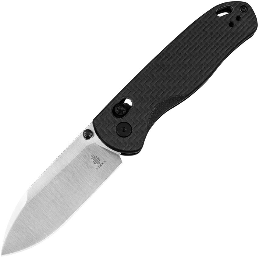 Kizer Drop Bear V3619A3 folding knife with Nitro-V blade and black 3K carbon fiber handle