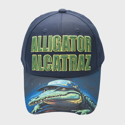 Alligator Alcatraz Cap – Printed Bill | Patriotic Graphic Flat Bill Hat