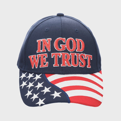 In God We Trust Cap – American Flag Bill | Cotton Twill Hat