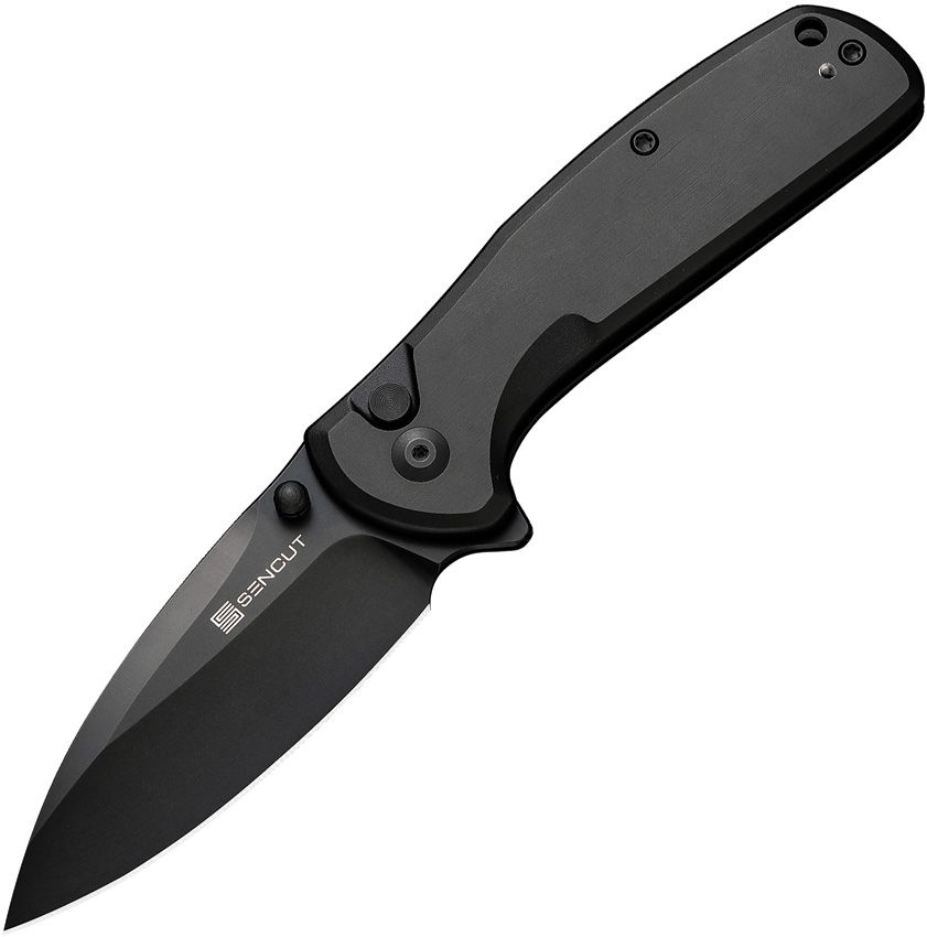 SENCUT ArcBlast S22043B-1 folding knife with black 9Cr18MoV drop-point blade and black aluminum handle