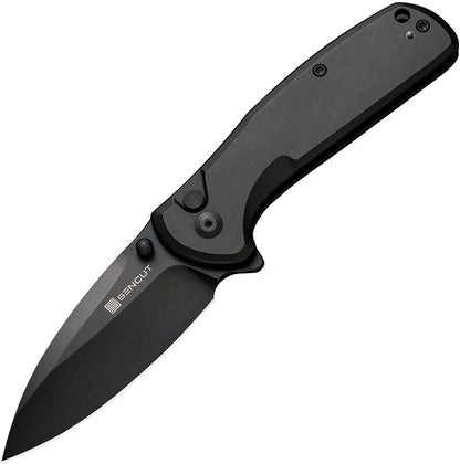SENCUT ArcBlast S22043B-1 folding knife with black 9Cr18MoV drop-point blade and black aluminum handle