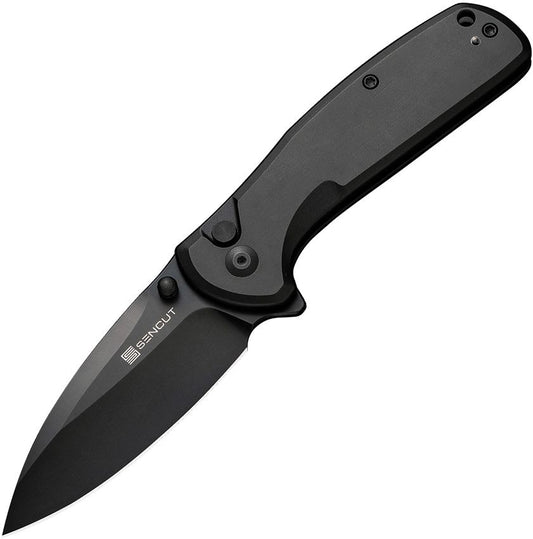 SENCUT ArcBlast S22043B-1 folding knife with black 9Cr18MoV drop-point blade and black aluminum handle