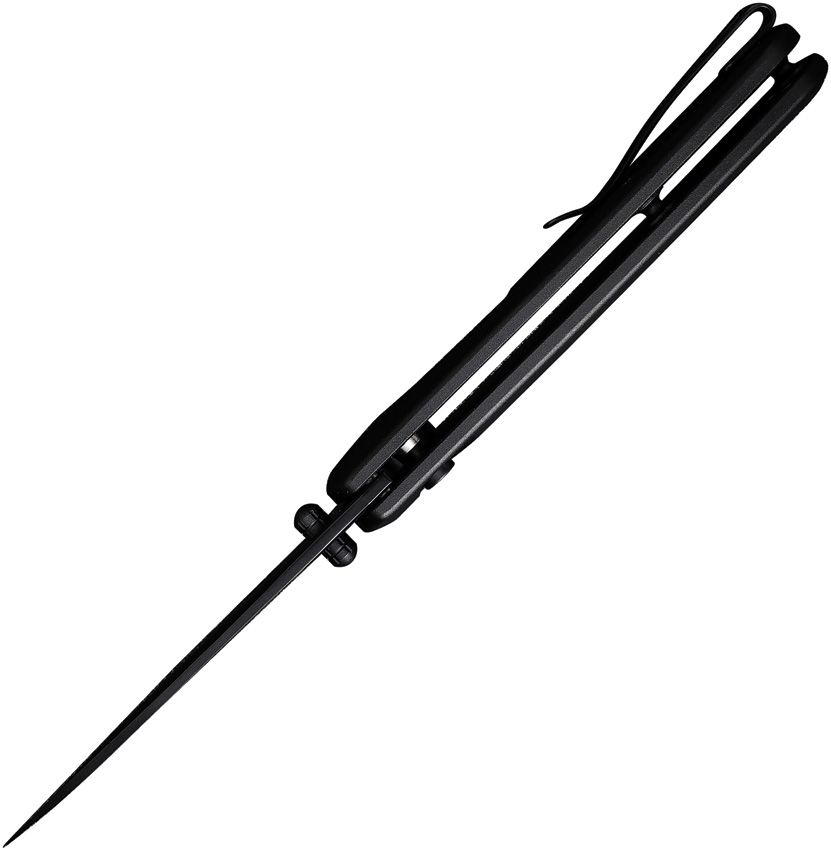 SENCUT ArcBlast S22043B-1 folding knife spine view showing blade centering, open construction and deep-carry pocket clip