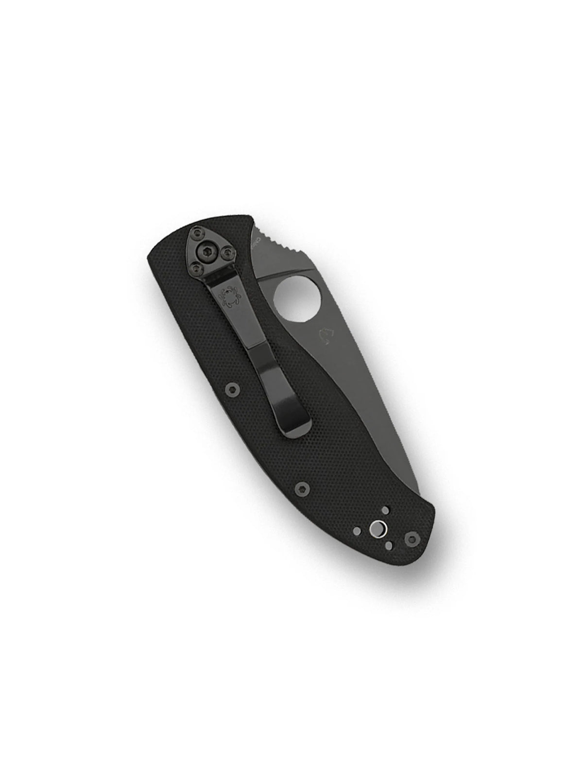 Spyderco Tenacious C122GBBKP folding knife closed showing black G-10 handle and four-position pocket clip