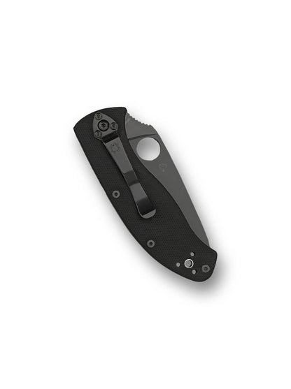 Spyderco Tenacious C122GBBKP folding knife closed showing black G-10 handle and four-position pocket clip