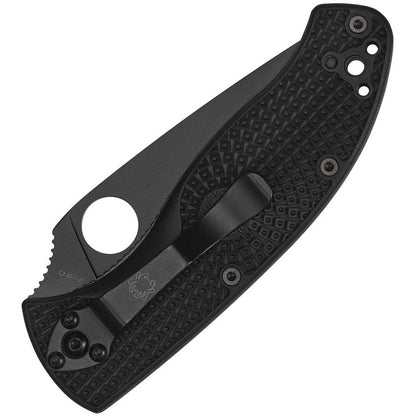 Spyderco Tenacious Lightweight C122PBBK folding knife closed showing black FRN handle and four-position pocket clip