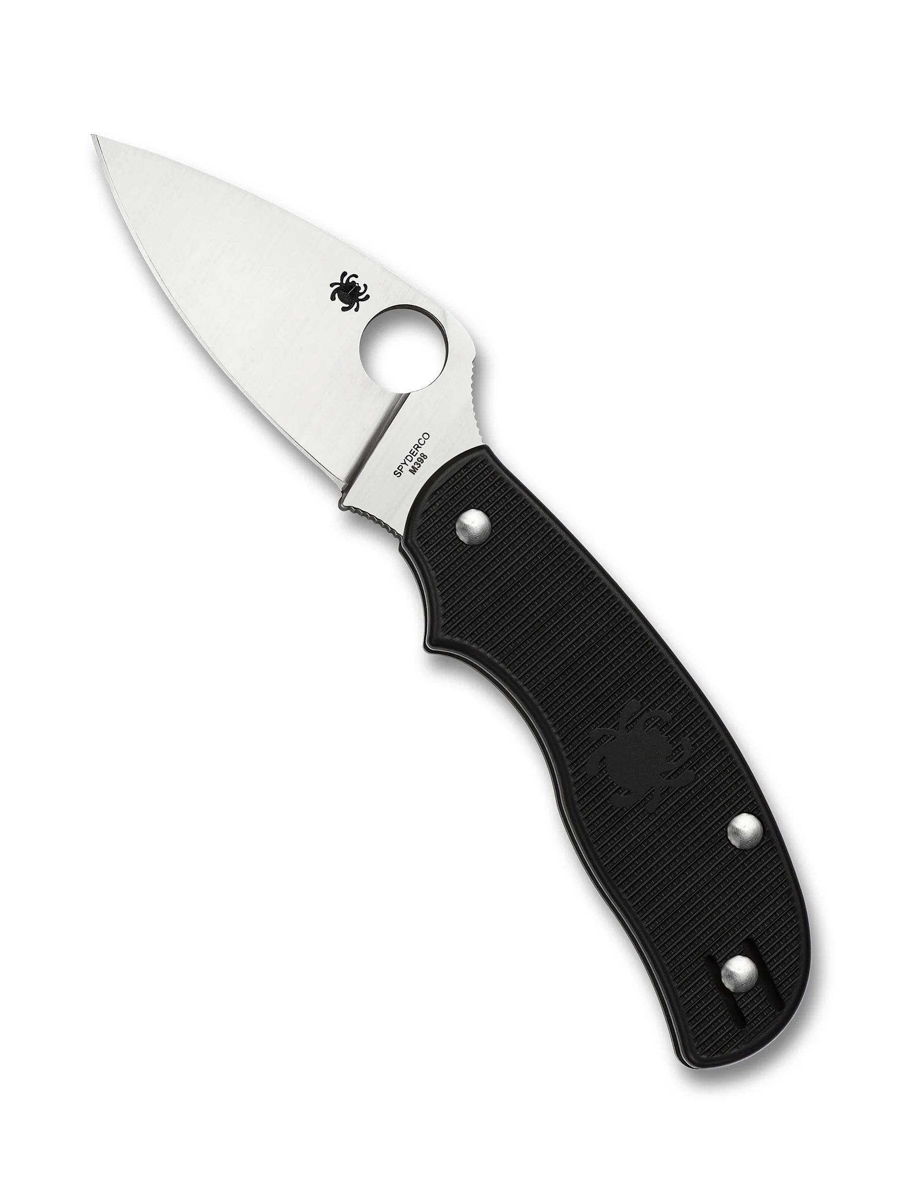 Spyderco Urban C127PBK folding knife with M398 leaf-shaped blade and black FRN handle