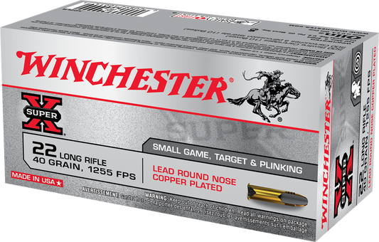 22 Long Rifle, Winchester X22LR Super-X, 40 gr. Lead Round Nose, 50 per Box